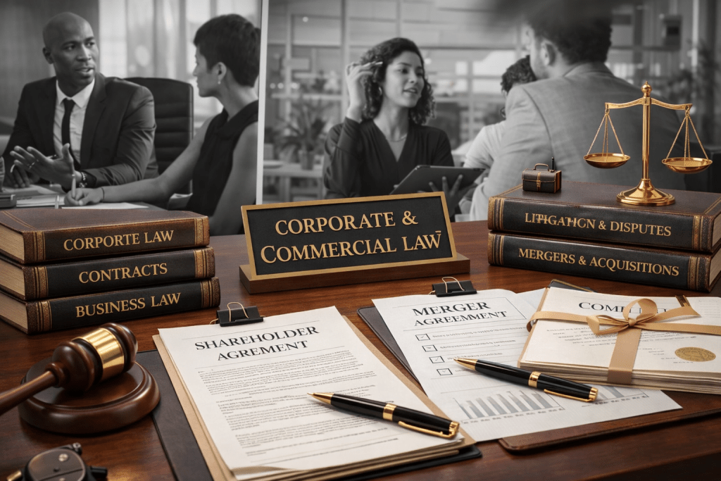Photo depicting corporate & commercial law