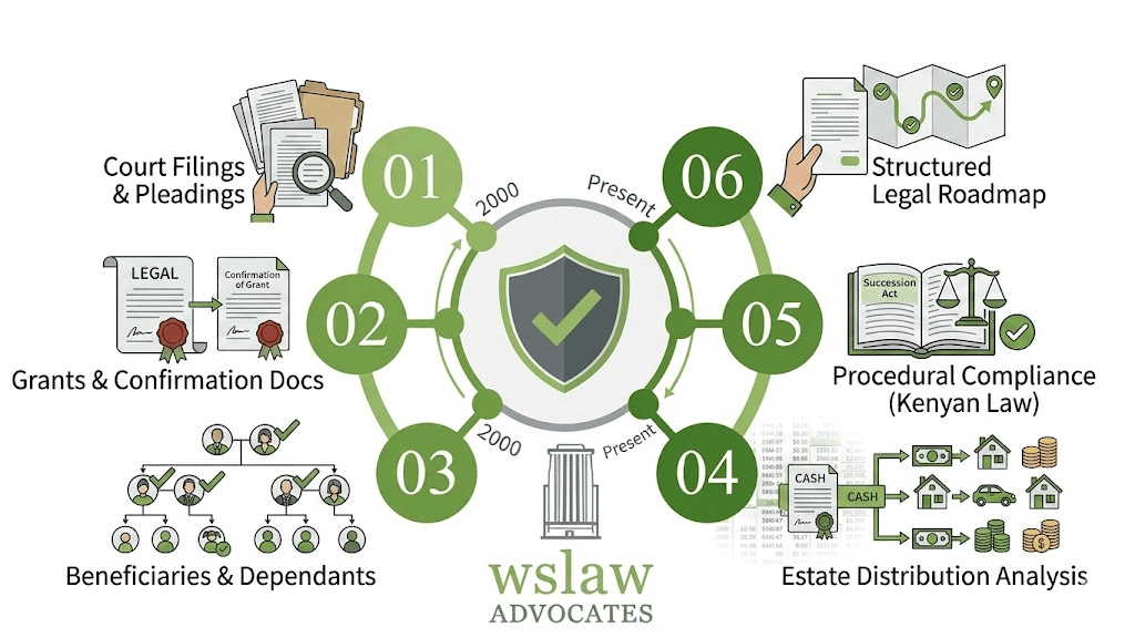 Photo showing historical succession audit & estate reconstruction as done by WS Law